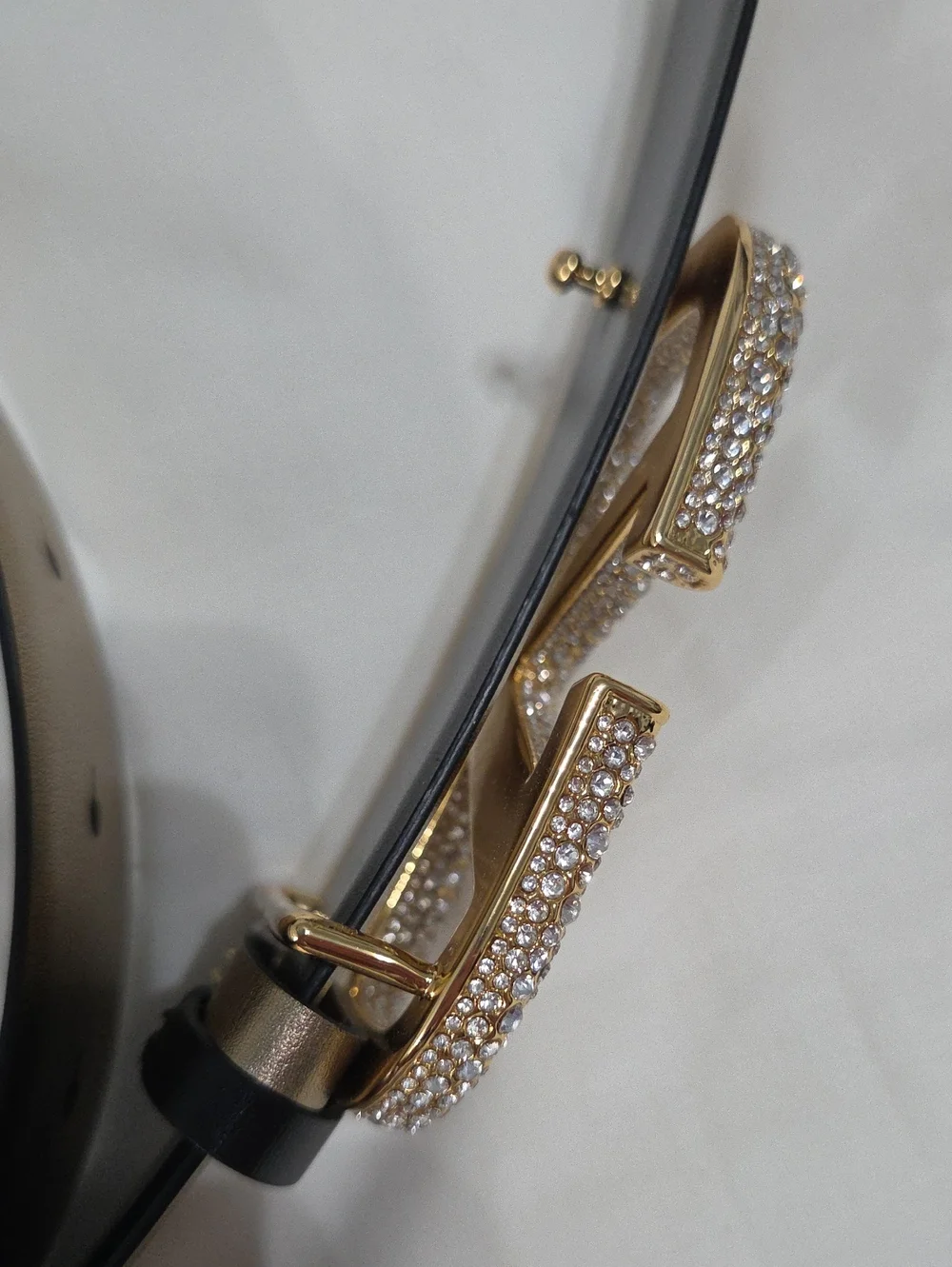 Valentino Garavani Reversible Gold Black Belt Studded Gold Buckle